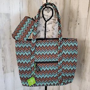NWT VERA BRADLEY SIERRA STREAM RFID OVERSIZED TOTE and WALLET SET